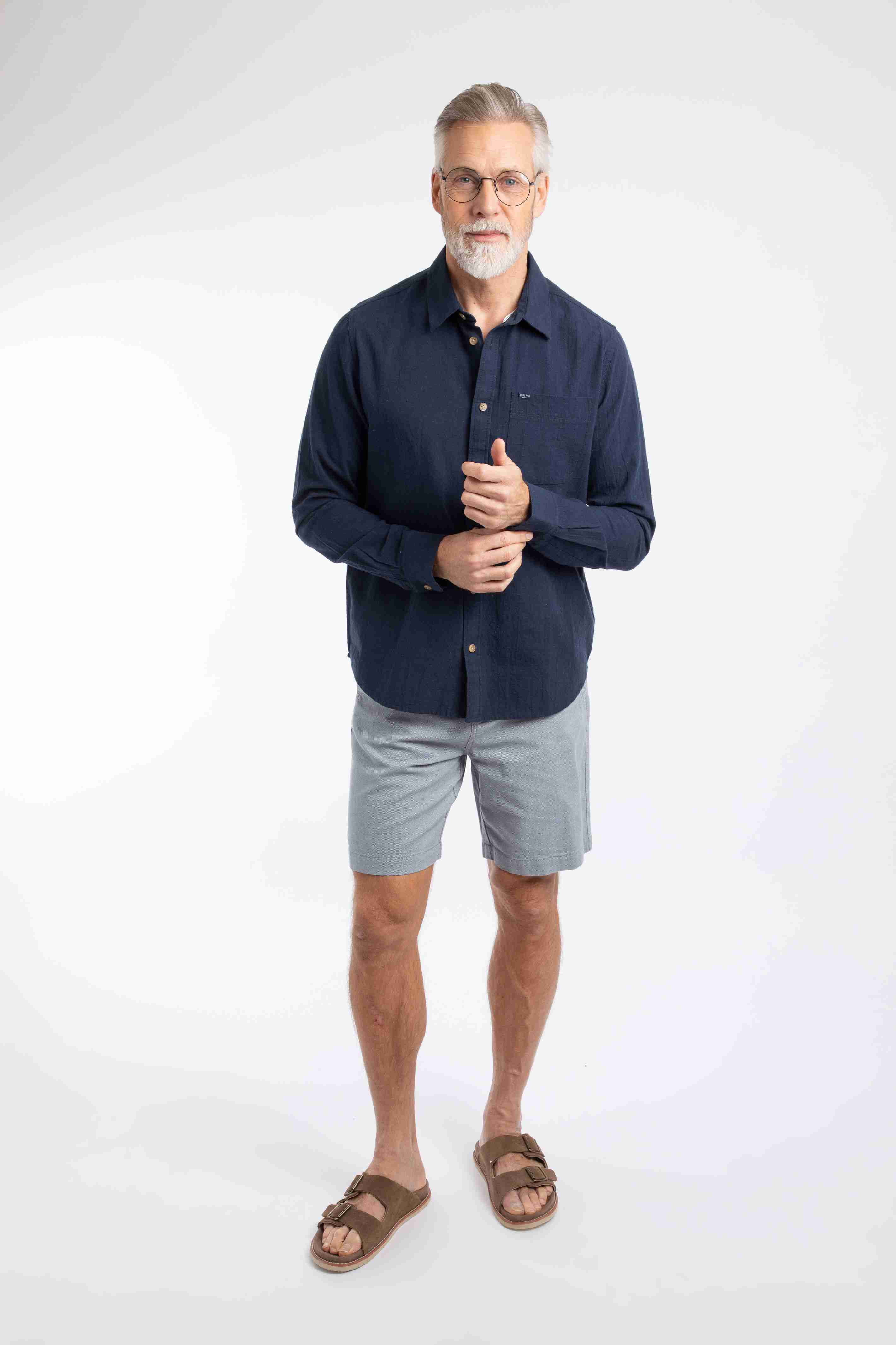 Charleston Textured Chino Shorts Denim Blue