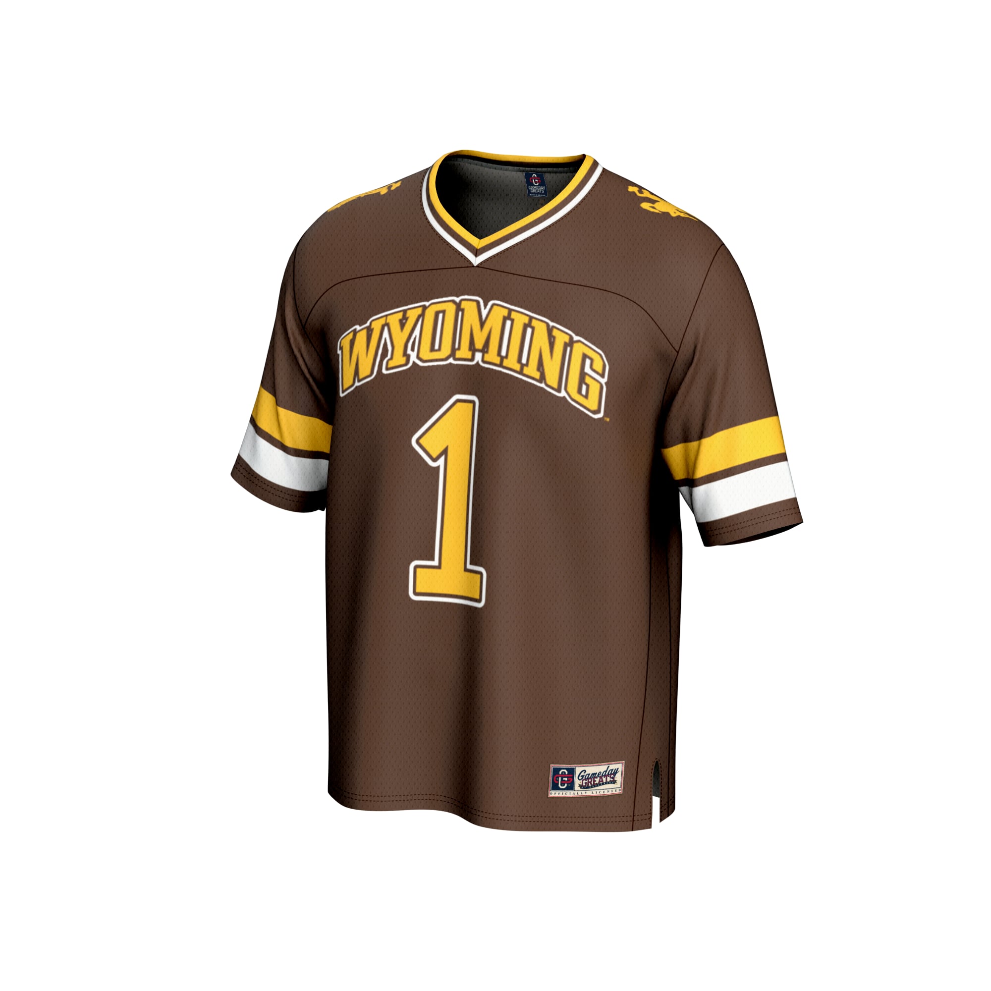 Youth #1 Brown Wyoming Cowboys Collegiate Football Fashion Jersey