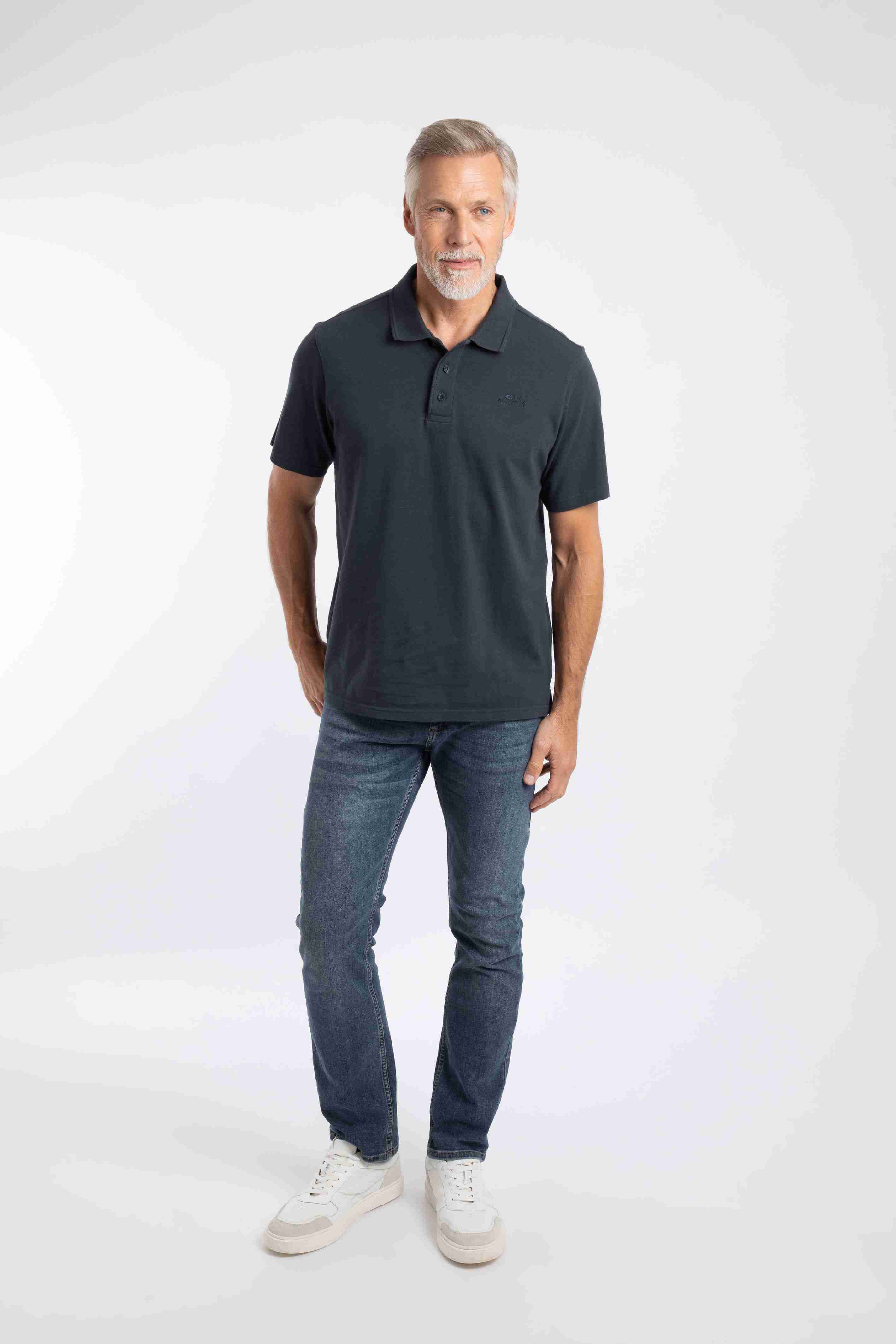 Giles Pique Polo Shirt Navy
