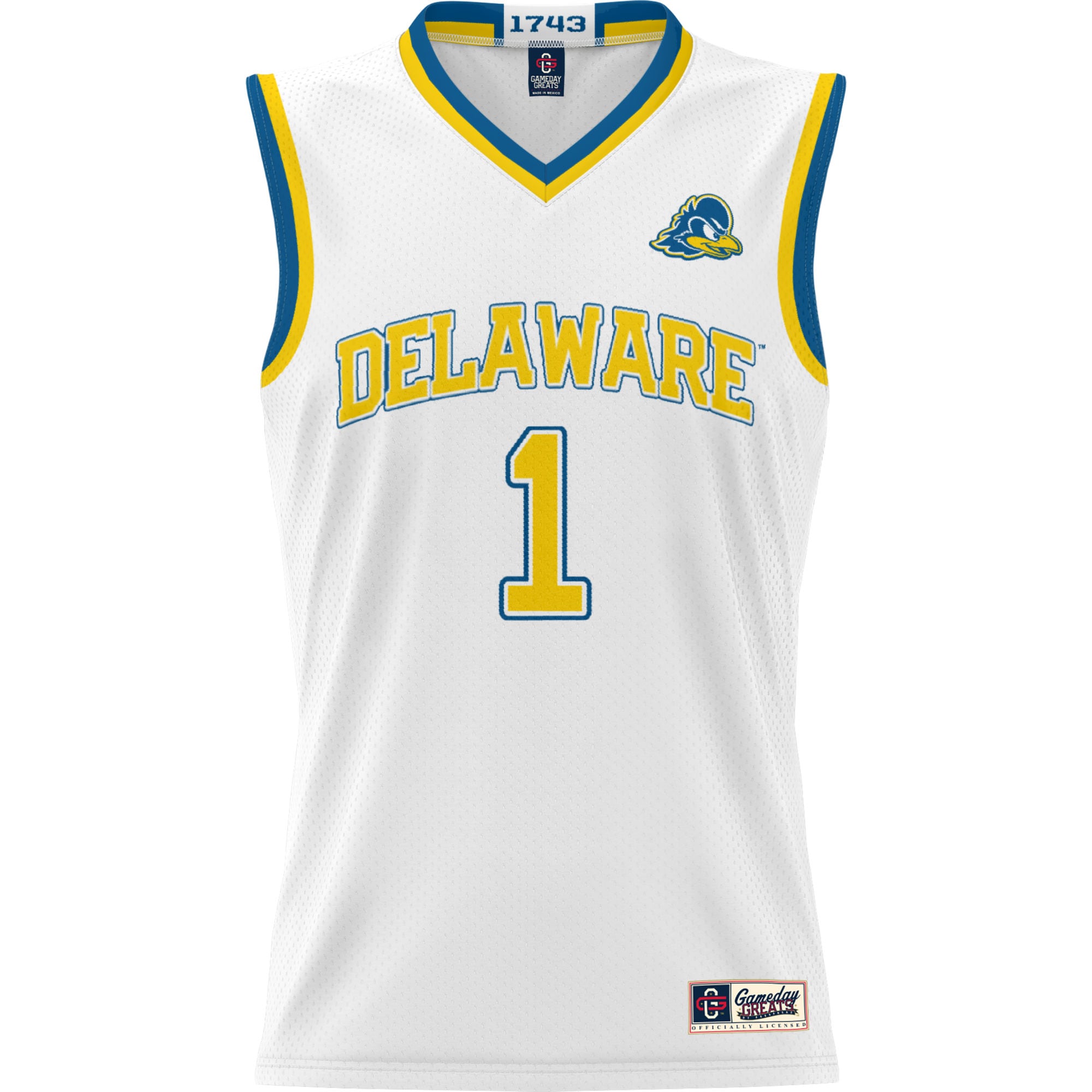 [NJP] Delaware Fightin' Blue Hens GameDay Greats Unisex Lightweight Basketball Jersey - White