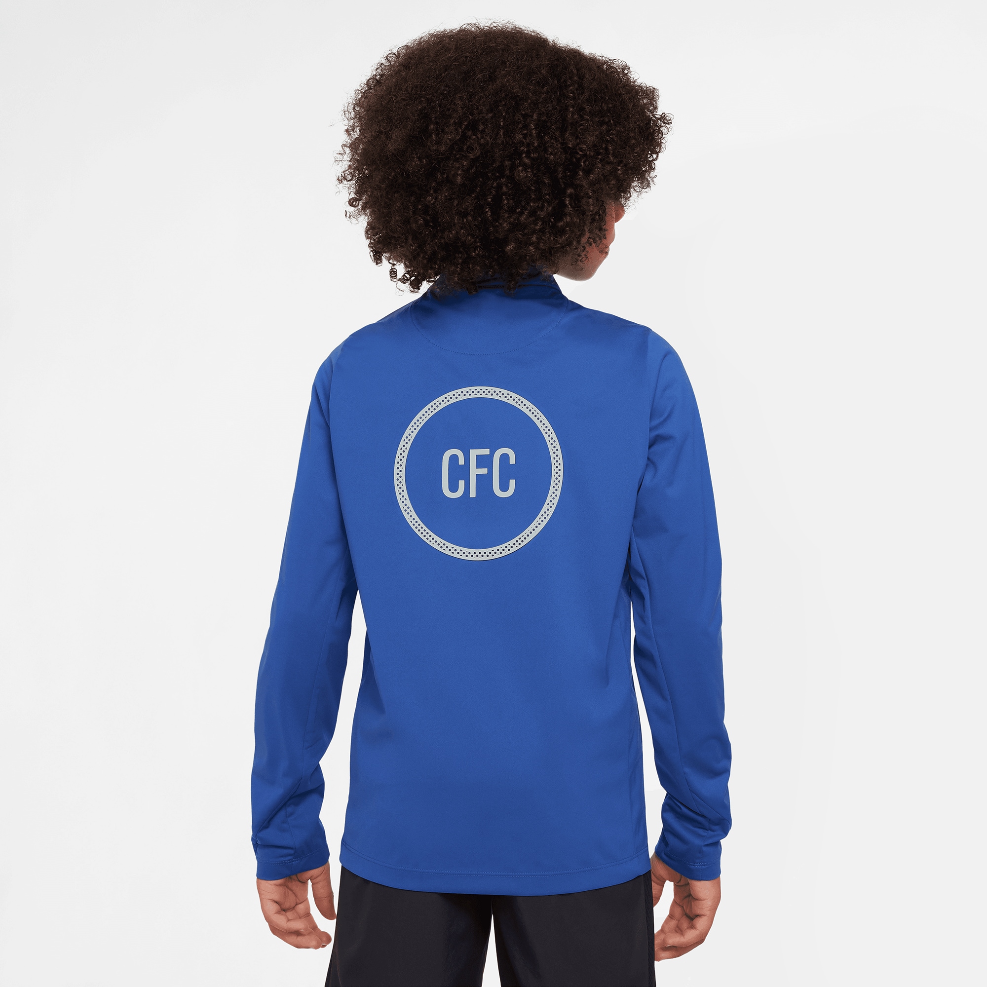 [JED] Chelsea Youth 2025/26 Strike Drill Quarter-Zip Dri-FIT Long Sleeve Jersey Top - Blue