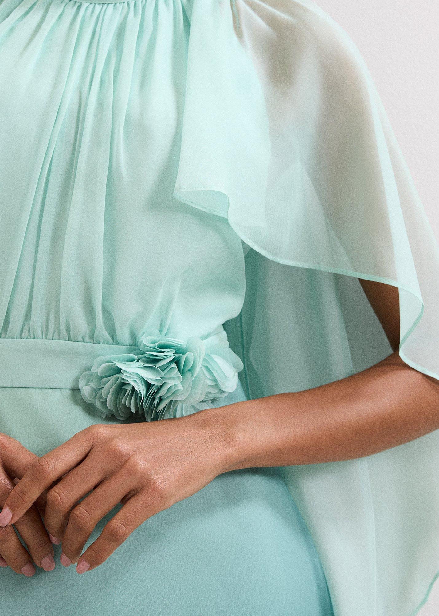 Petite Aspen Teal Ombre Cape Maxi Dress