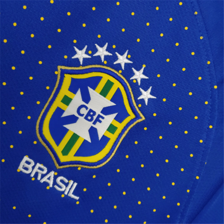 Official Brazil Retro Soccer Jersey 2010 Away Blue Football Shirt