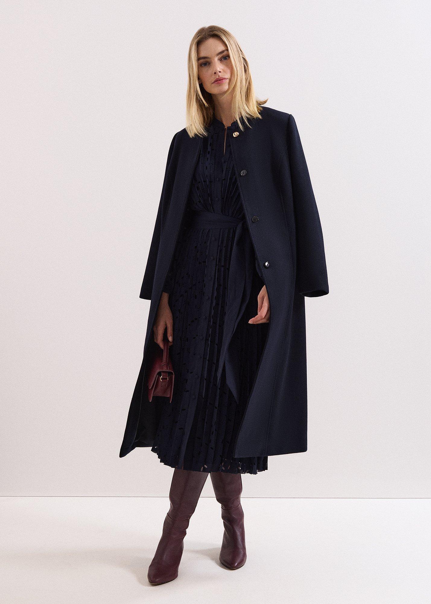 Marina Navy Laser Cut Midi Dress