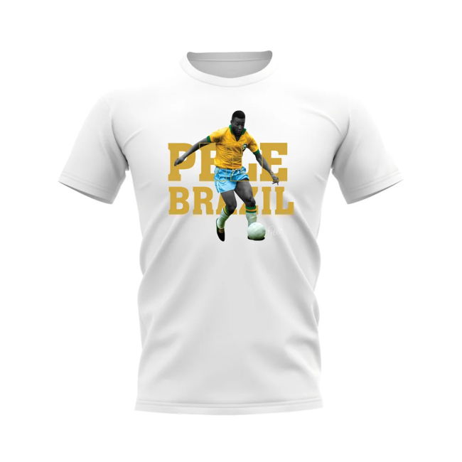 Team Pele Brazil Player Tee (White) Quality Jersey National