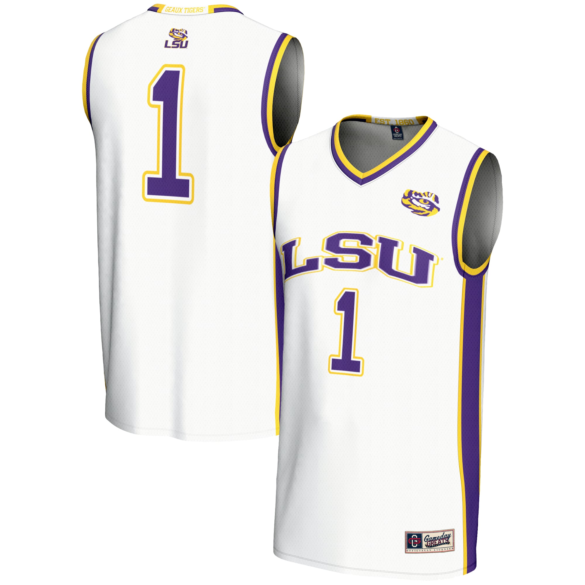 #1 LSU Tigers GameDay Greats Youth Lightweight Basketball Jersey - White