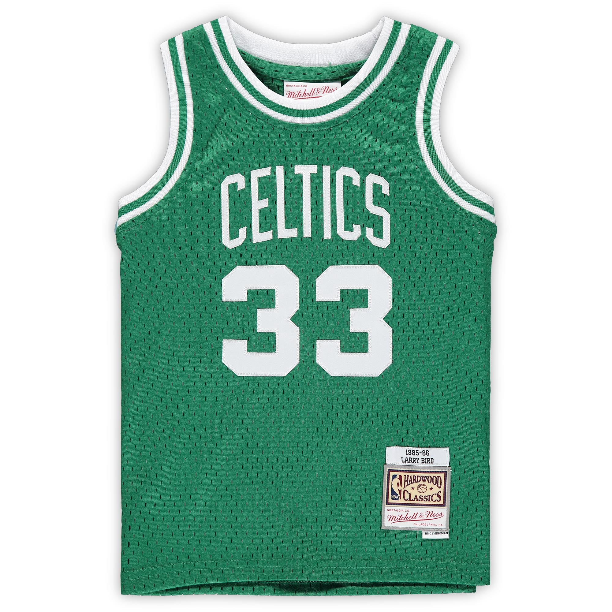 [LK] Larry Bird Boston Celtics Preschool 1985/86 Hardwood Classics Throwback Team Jersey - Kelly Green