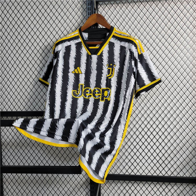 2324 Juventus Home White Black Soccer Jersey Football Shirt -