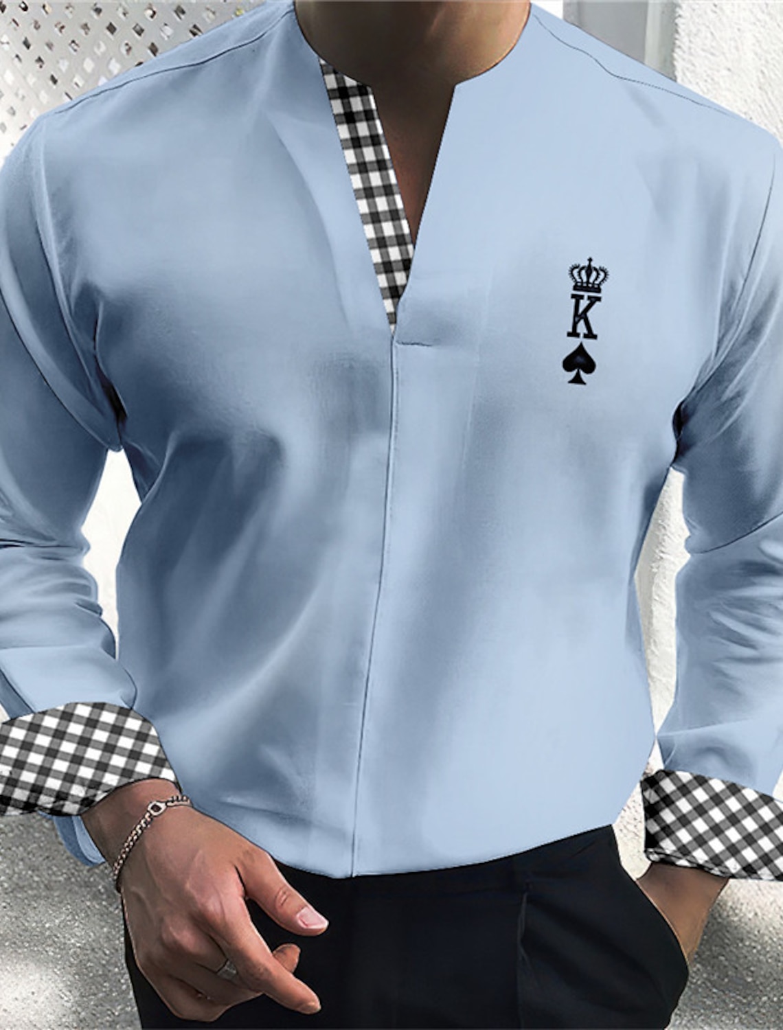 Men's Shirt Dress Shirt Plaid Outdoor Casual White Blue Green Khaki Long Sleeve V Neck Summer Fall Clothing Apparel Print