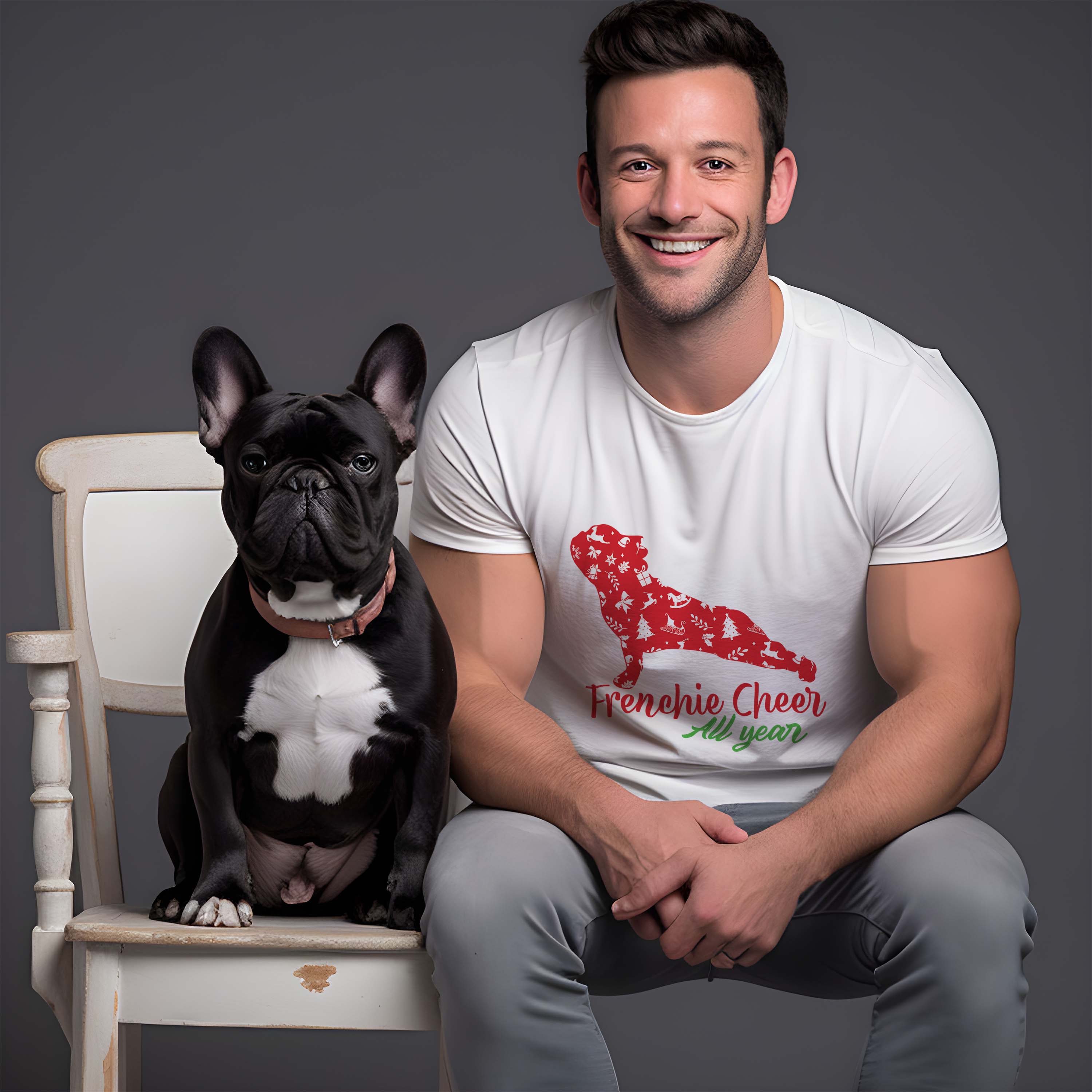 Frenchie Christmas - Durable Unisex T-shirt Indoor Comfort
