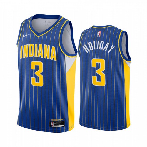 Nike Indiana Pacers #3 Aaron Holiday Blue NBA Swingman 2020-21 City Edition Jersey Mens