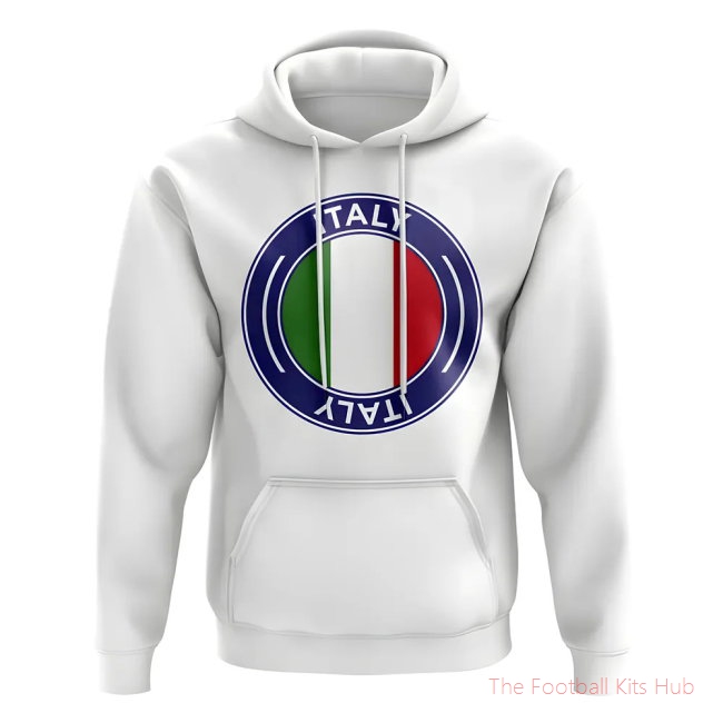 Men Italy Football Badge Hoodie (White) UEFA Euro