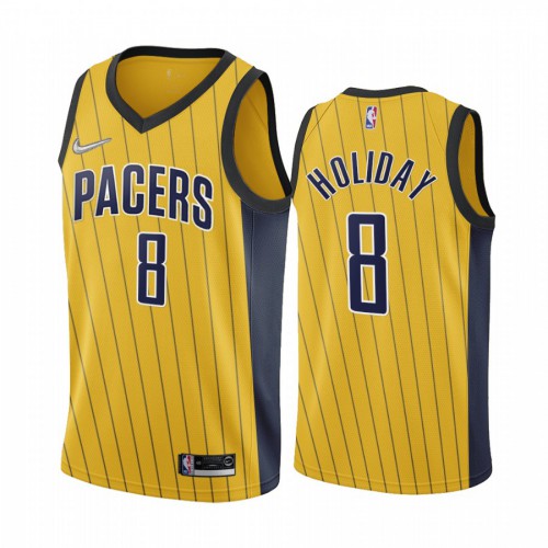 Indiana Indiana Pacers #8 Justin Holiday Gold NBA Swingman 2020-21 Earned Edition Jersey Mens