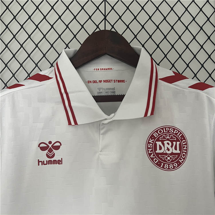 UEFA Euro 2024 Denmark Football Shirt Away White Soccer Jersey -