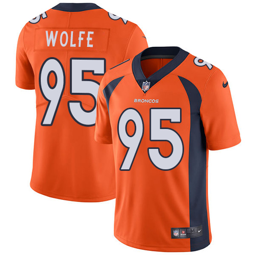 NFL W D B Broncos #95 Derek Wolfe Orange Limited Jersey - High Quality