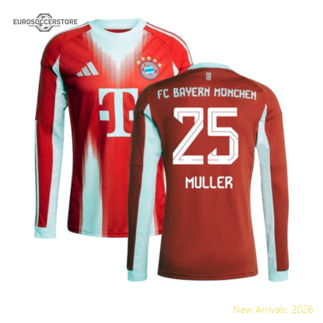 Professional-Grade 2025-2026 Bayern Munich Long Sleeve Home Shirt (Muller