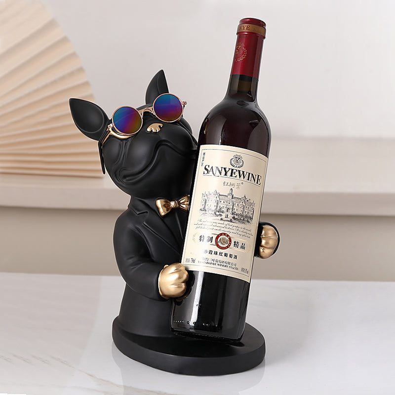 French Bulldog Figurine Wine Rack Sculpture