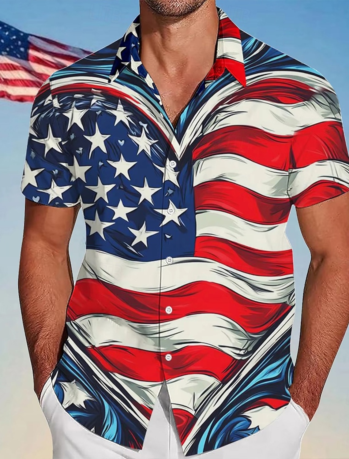 Independence Day Men's American US Flag 4th of July U.S. 250th Anniversary Patriotic Shirt Summer Shirt Button Up Shirt Short Sleeve Fashion Casual Holiday Summer Spring Turndown 3D Print Collared