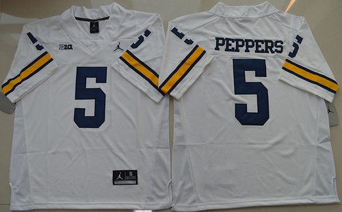 Men's UM Wolverines White 2024 moisture wicking Jabrill Peppers #5