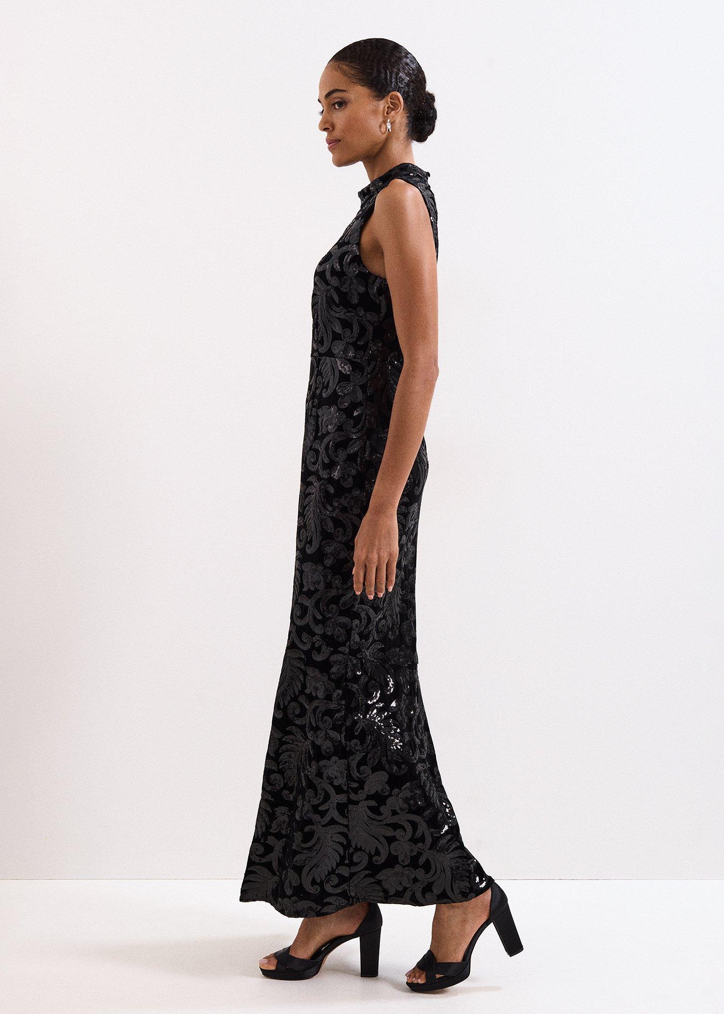 Trudy Black Sequin Maxi Dress