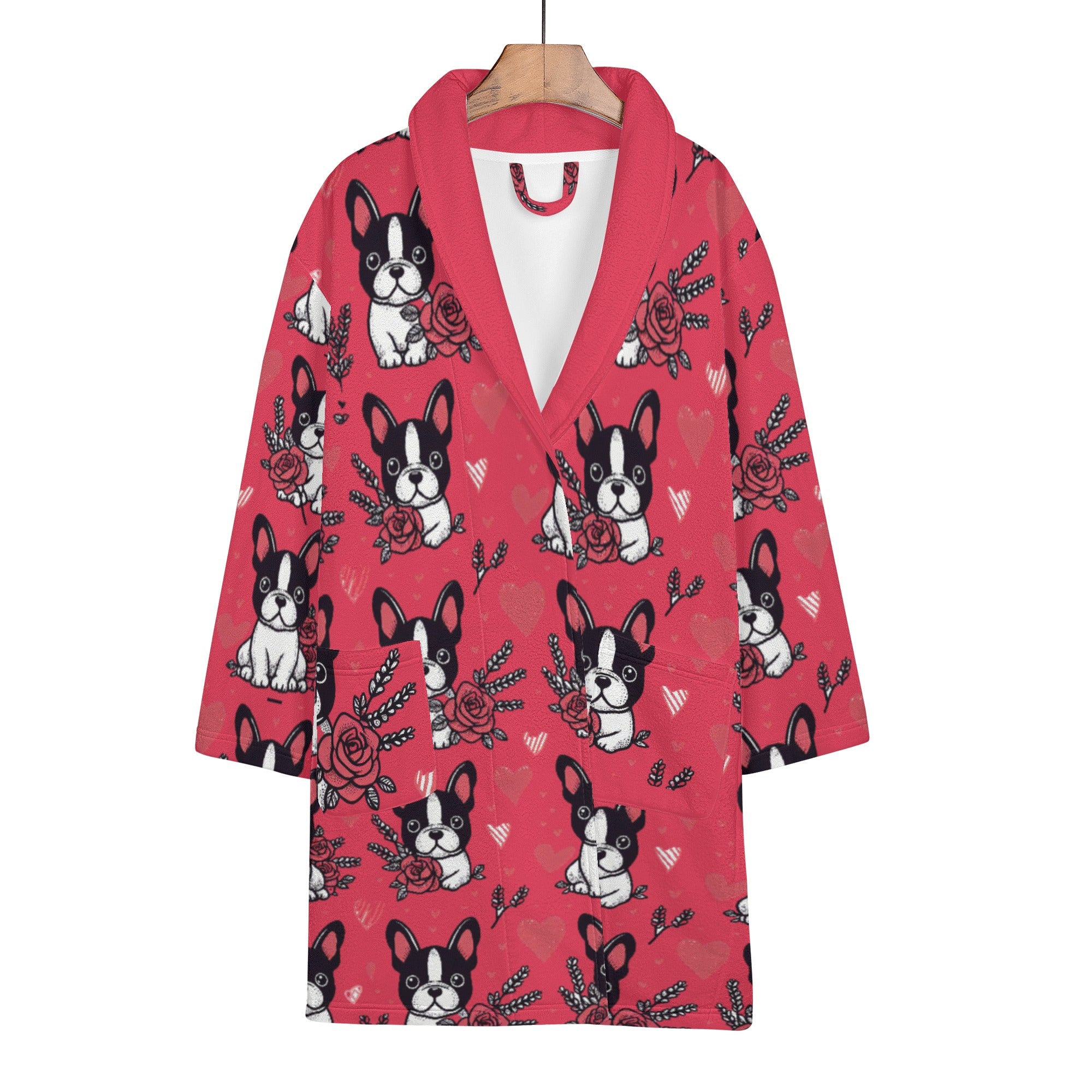 Frenchie-Fan Lifestyle-Driven Riley - Women Bathrobe for Home Use