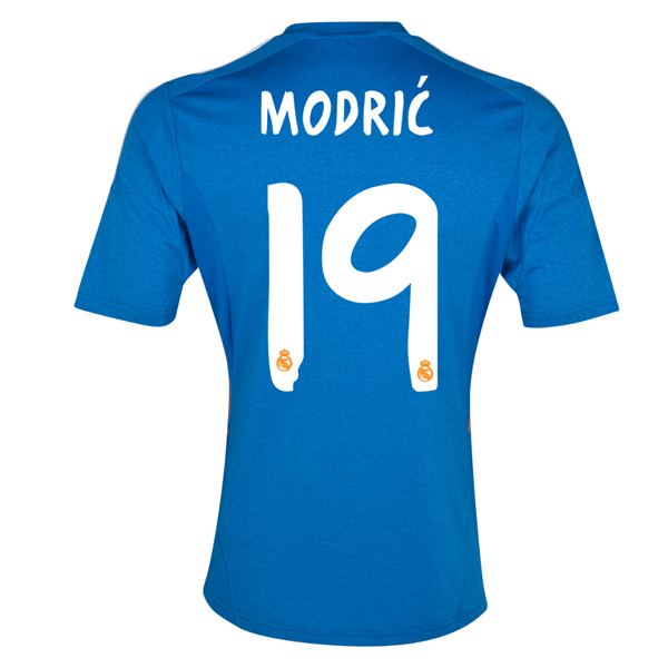 13-14 Real Madrid 19 Modric Away Blue Soccer Jersey Shirt - Official