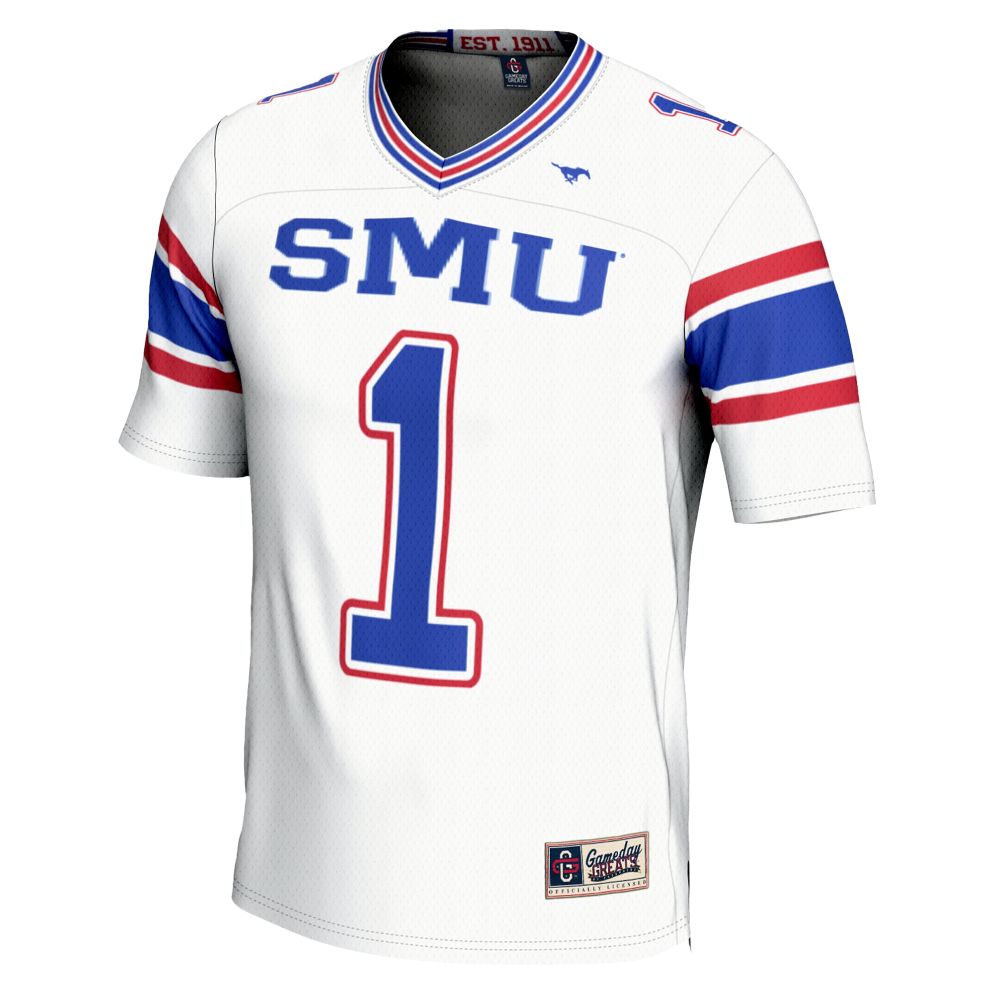 #1 SMU Mustangs GameDay Greats Youth Endzone Football Jersey - White