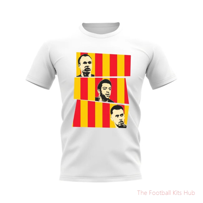 Iniesta Xavi Busquets Spain Trio T-Shirt (White)