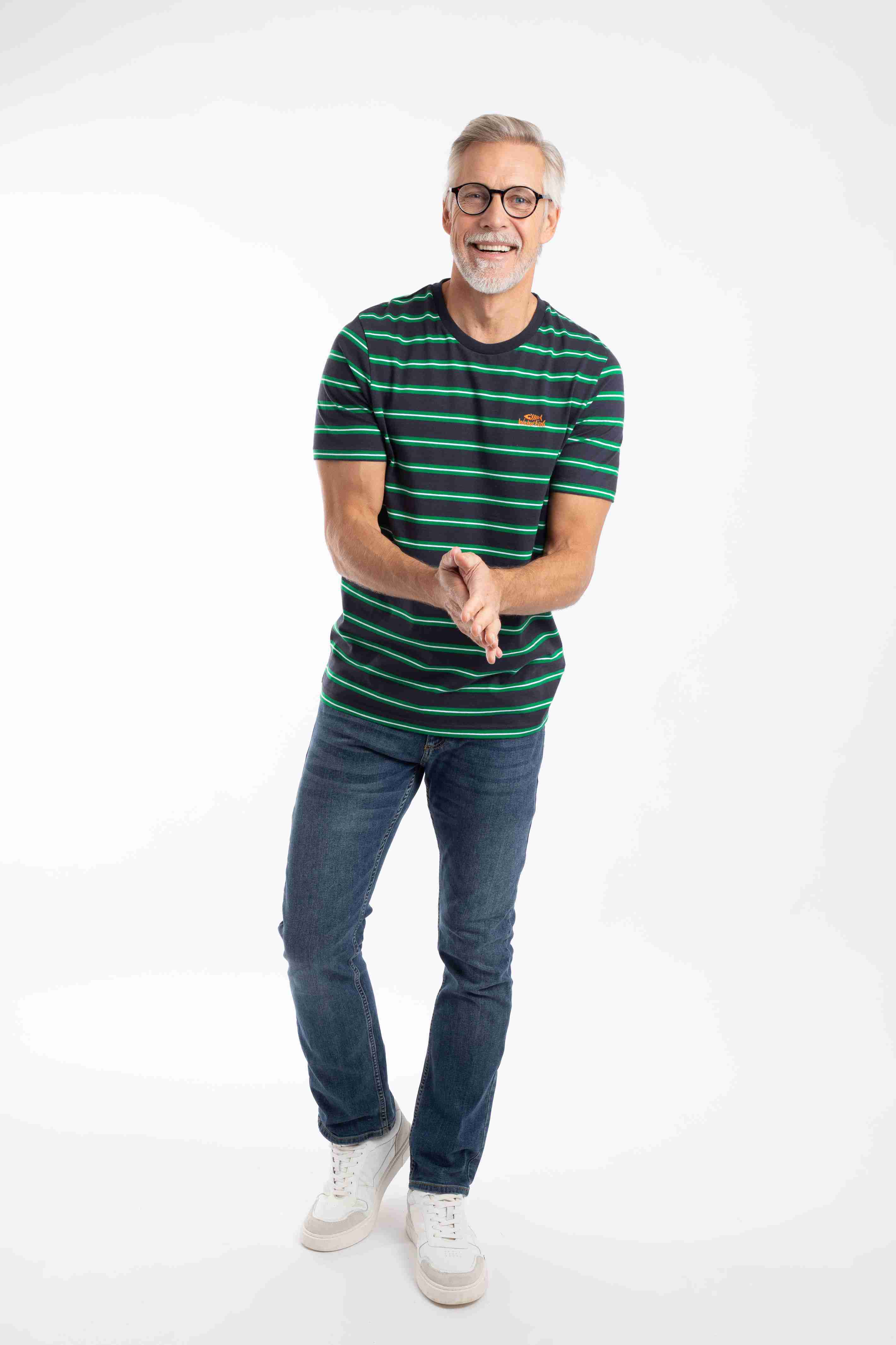 Finn Striped Branded T-Shirt Heritage Green