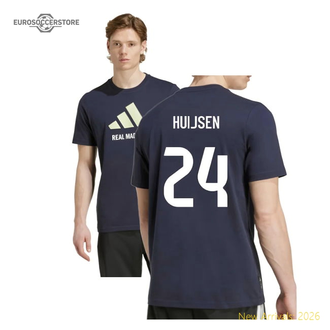 Trending 2025-2026 Real Madrid Seasonal Graphic Tee (Legend Ink) (Huijsen