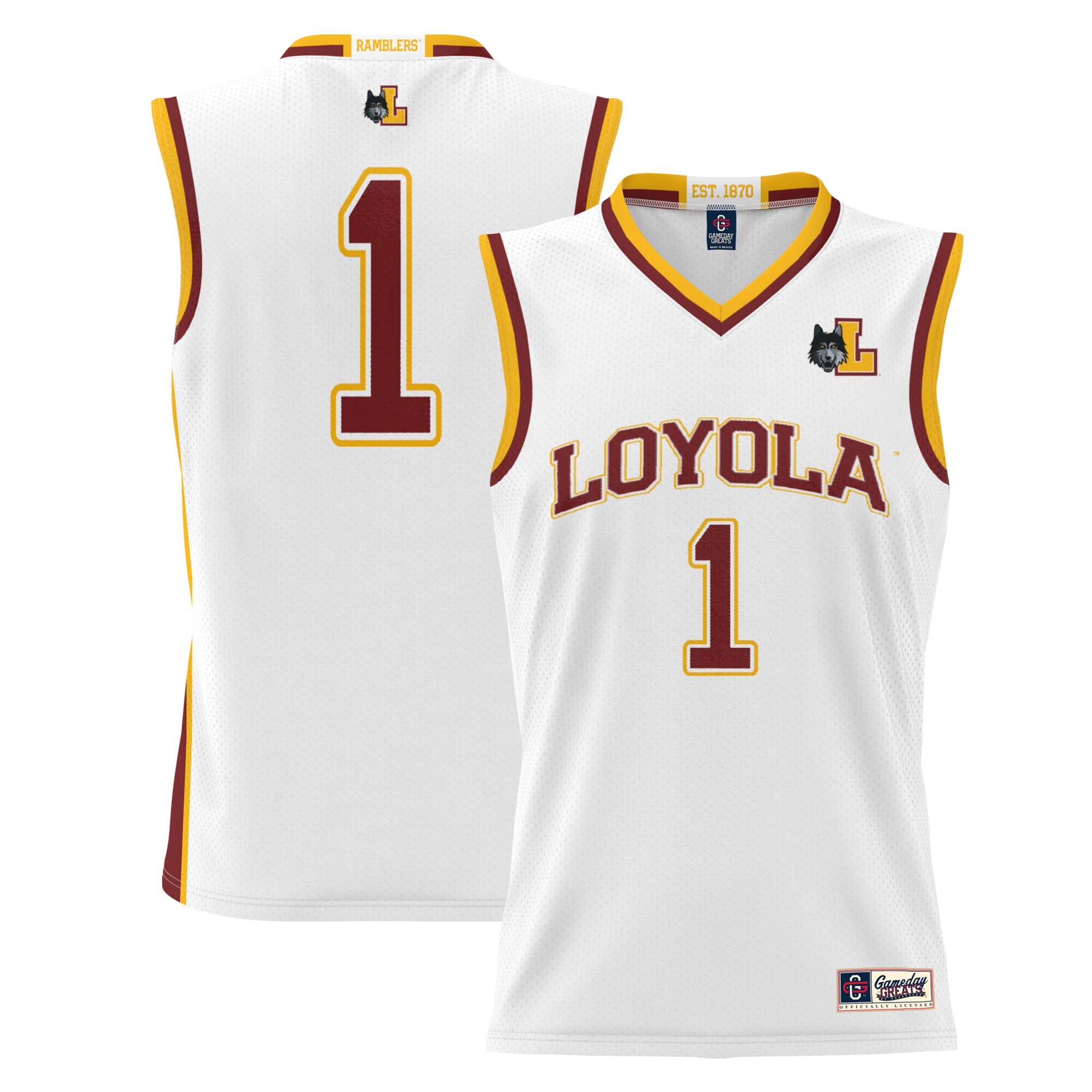 [NJP] Loyola Chicago Ramblers GameDay Greats Lightweight Basketball Jersey - White