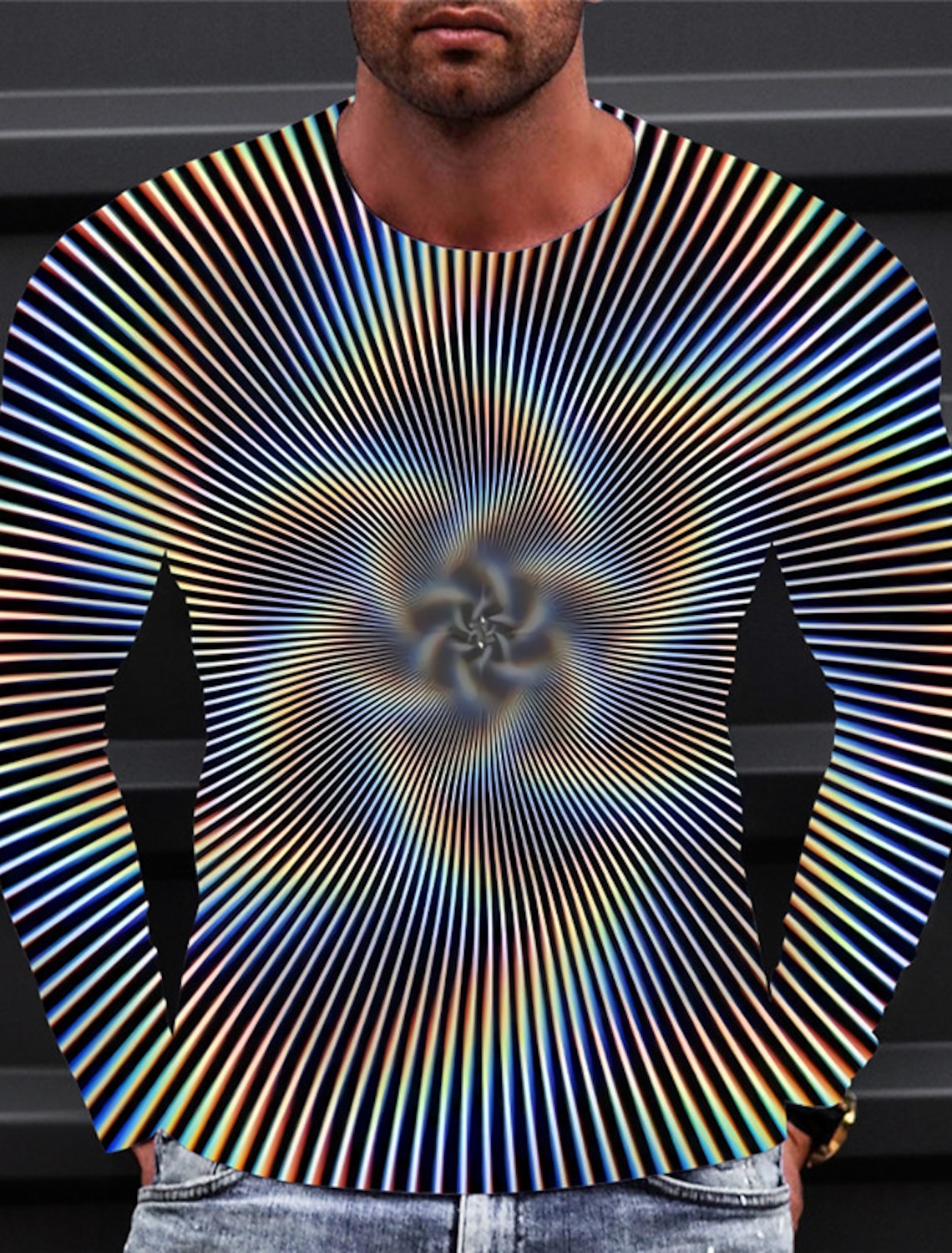 Men's Optical Illusion Graphic Prints T Shirt Long Sleeve 3D Print