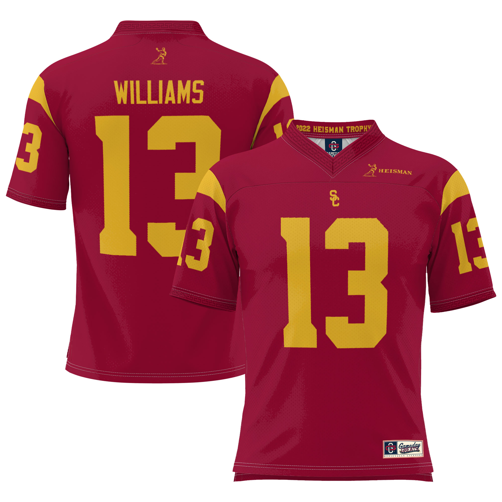 [NJP] Caleb Williams USC Trojans GameDay Greats Lightweight Heisman Memorial Jersey - Cardinal