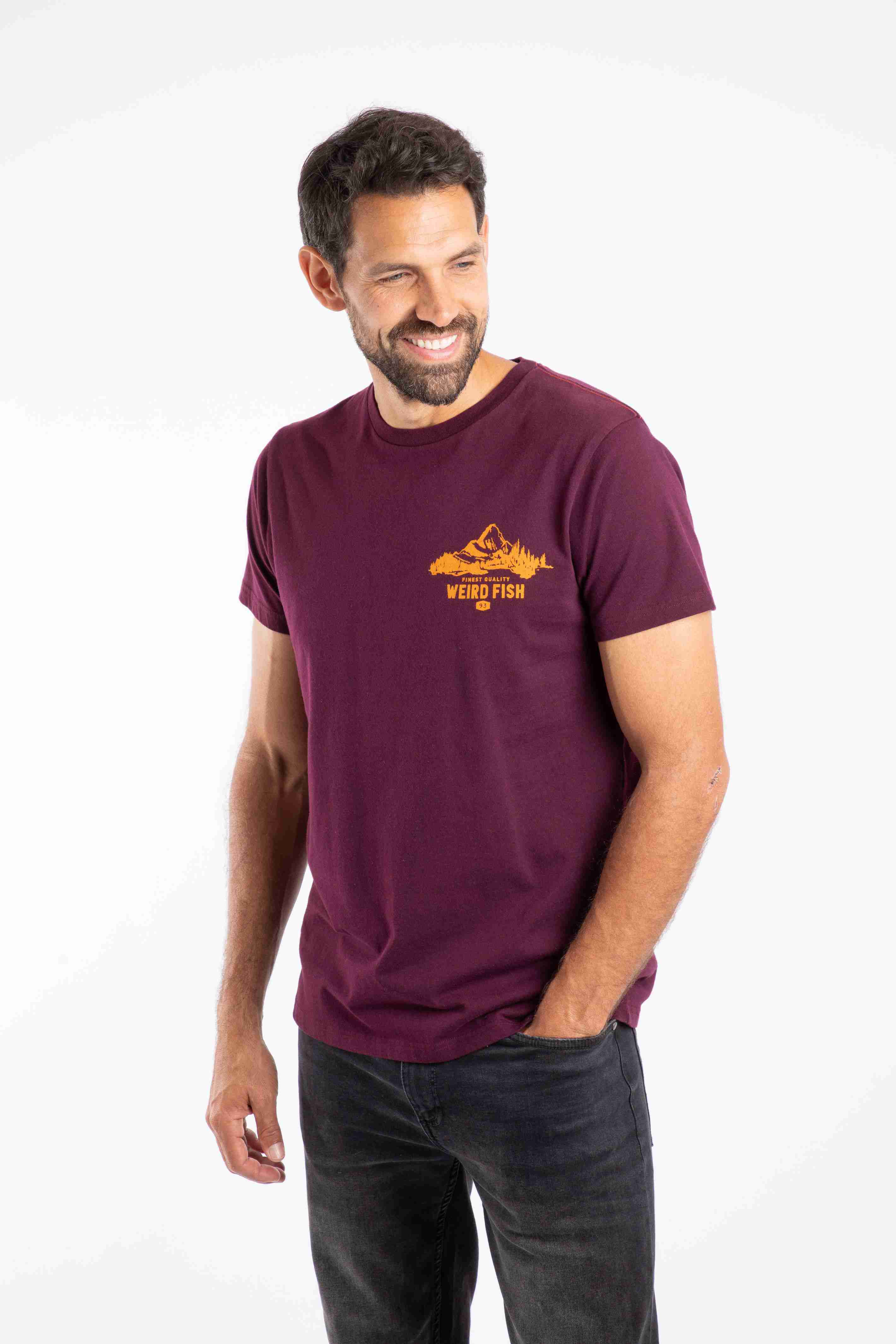 Mountain Valley Back Print Graphic T-Shirt Aubergine