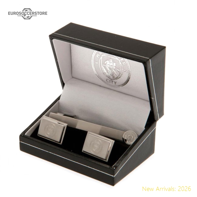 Official Manchester City Fc Tie Slide & Cufflink Set - Premium