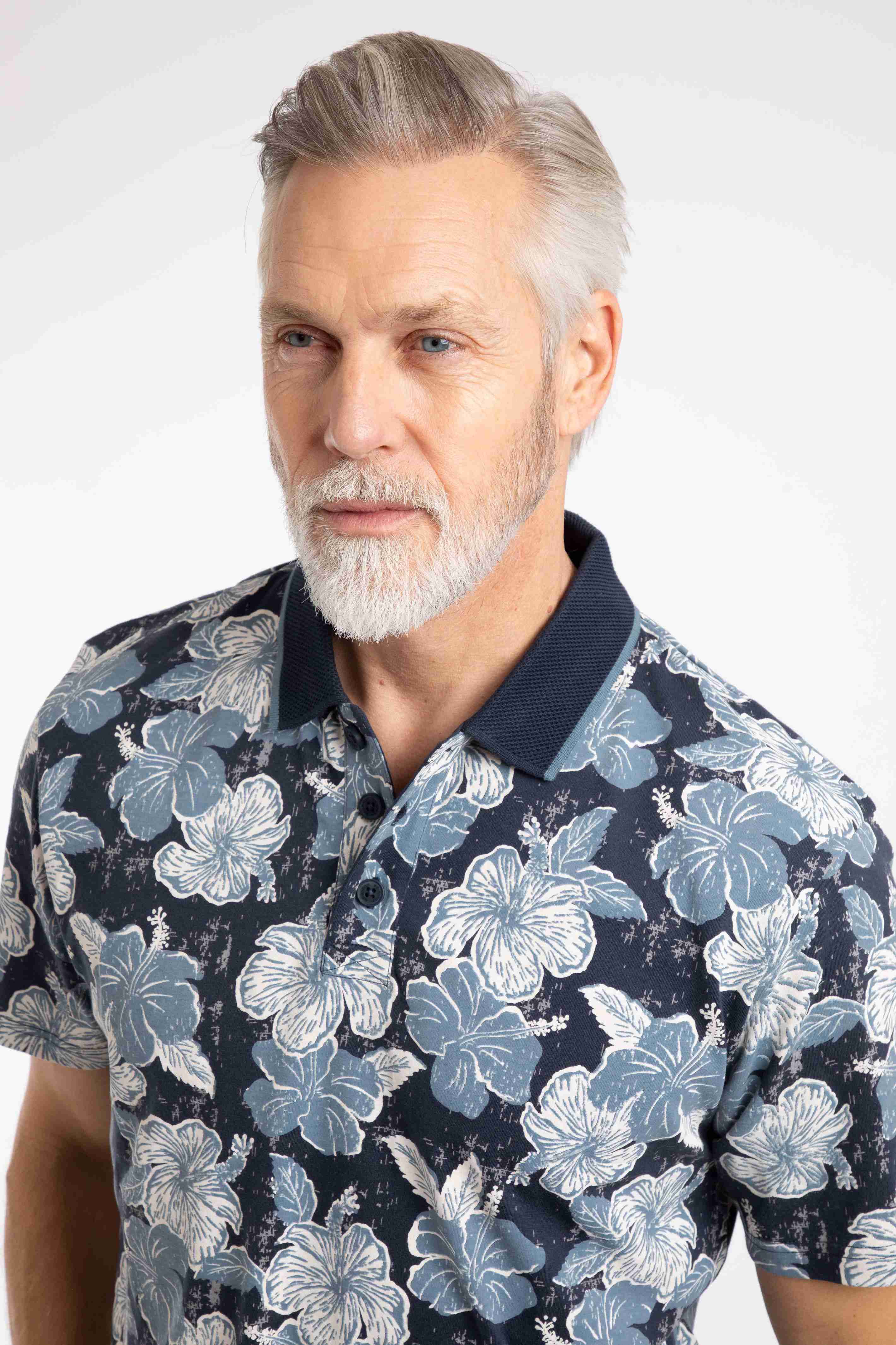 Jarat Printed Jersey Polo Shirt Light Blue