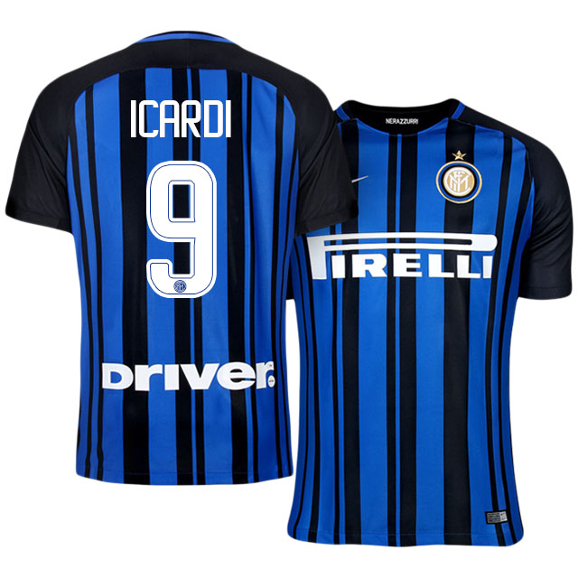 Inter Milan Home 201718 9 Mauro Icardi Soccer Jersey Shirt - Official
