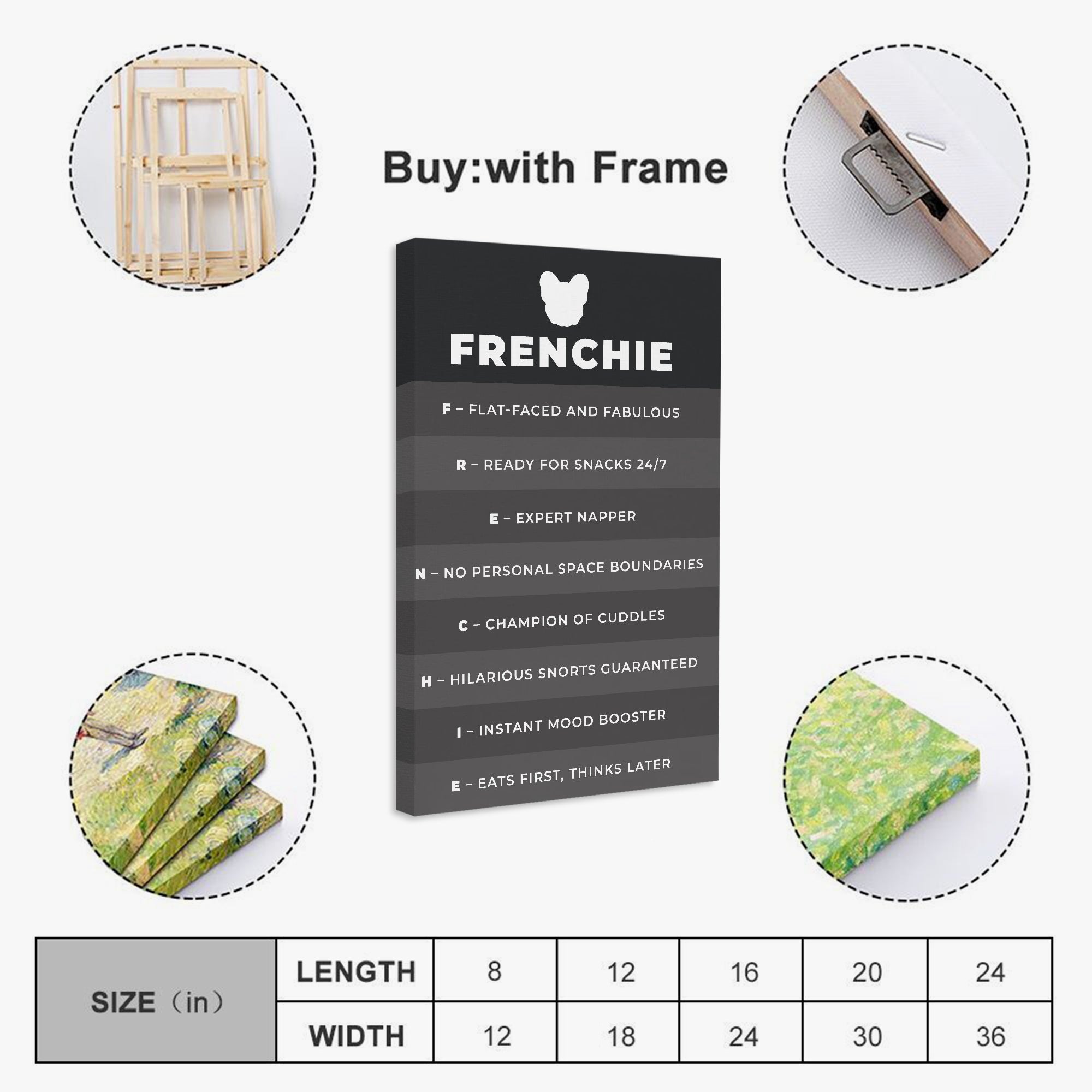 Loaf - Bulldog Inspired Vertical Canvas Painting For Frenchie Fans