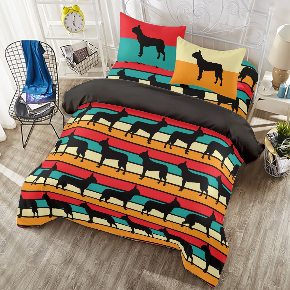 French Bulldog Ella Duvet Cover Set For Boston Terrier Lovers Durable Dog Item