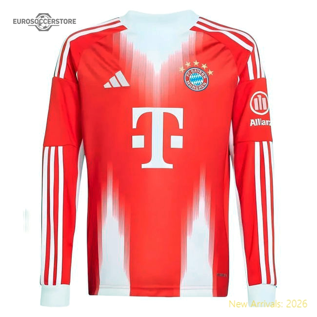Best-Selling 2025-2026 Bayern Munich Long Sleeve Home Shirt (Kids)