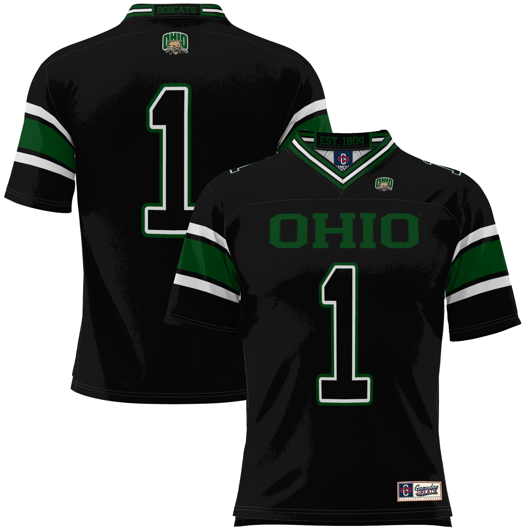 #1 Ohio Bobcats GameDay Greats Youth Endzone 26/27 Football Jersey - Black
