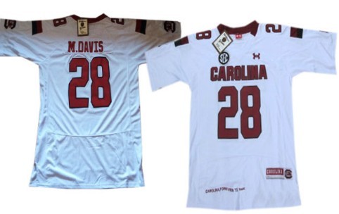 Men's None White 2013 official licensed Mike Davis #28 game day Jersey