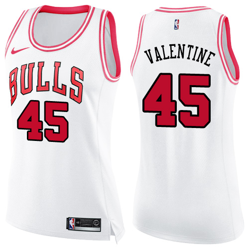 White Nike Chicago Bulls #45 Nuggets Jersey - Breathable Material