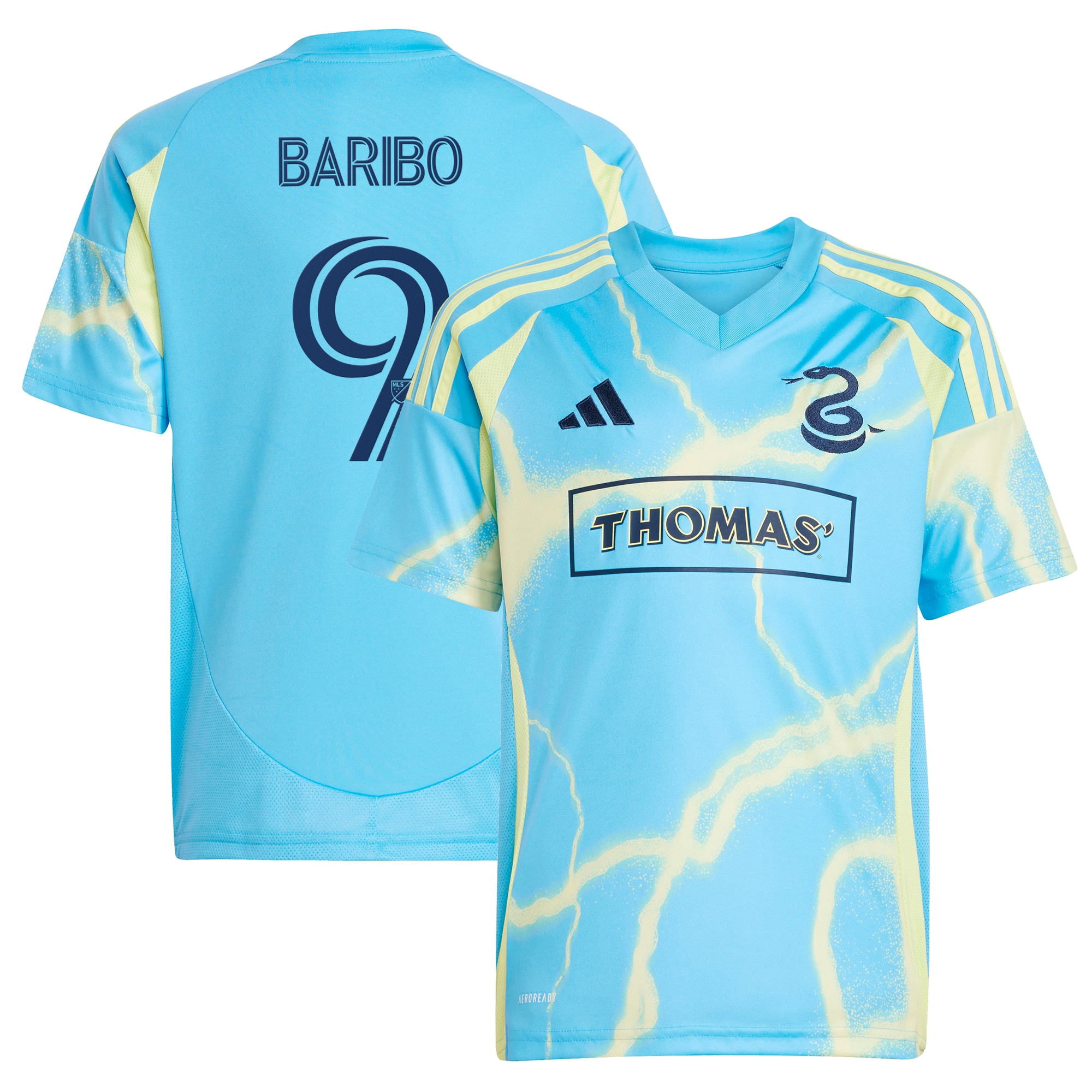 [SJH] Tai Baribo Philadelphia Union Youth 2025 The Voltage Kit Replica Player Jersey - Blue