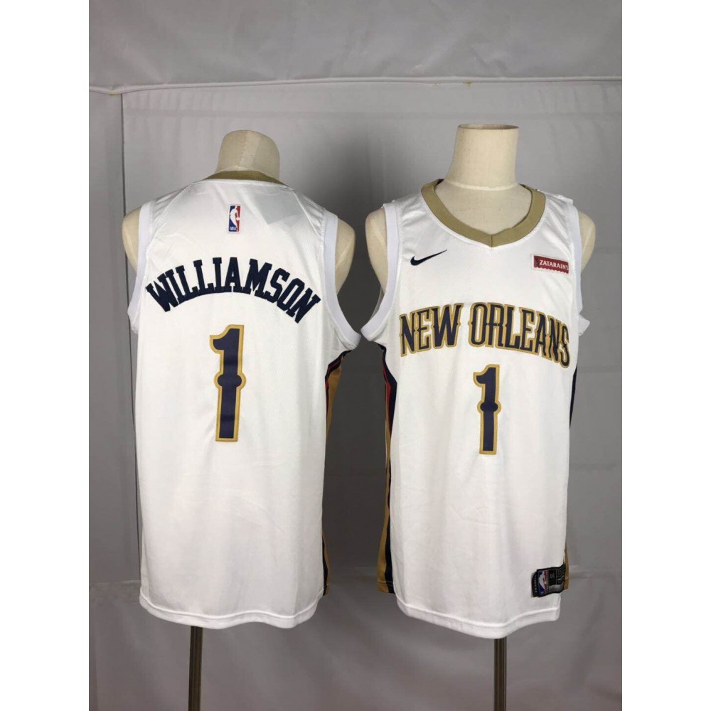 Men's New Orleans Pelicans #1 Zion Williamson White Stitched NBA Jersey