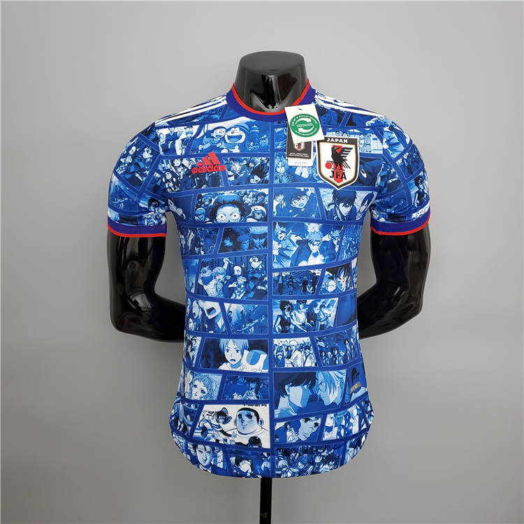 Japan 2021 Cartoon Version Blue Soccer Jersey Football Shirt Player