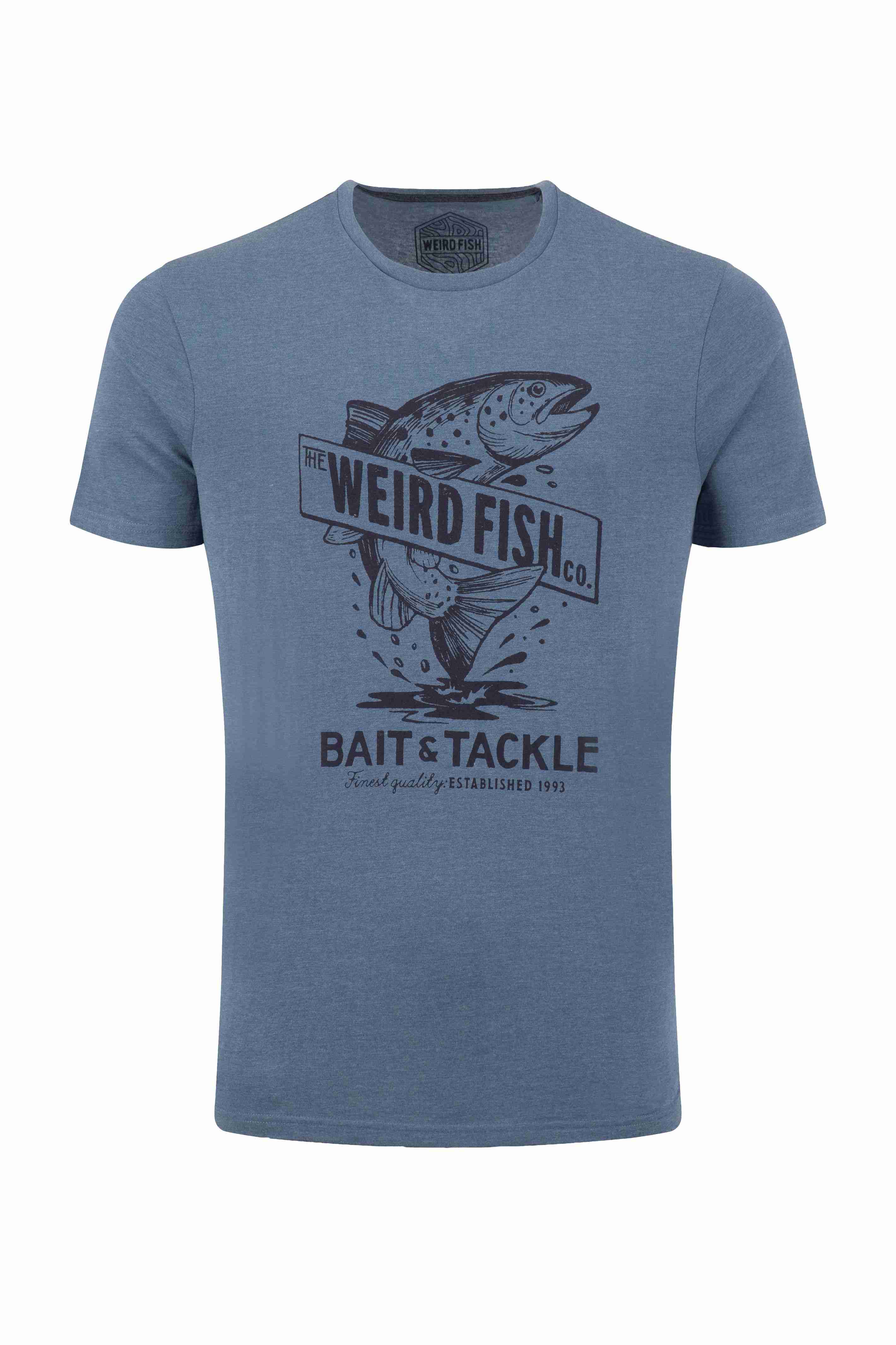 Leaping Fish Front Print Graphic T-Shirt Faded Blue