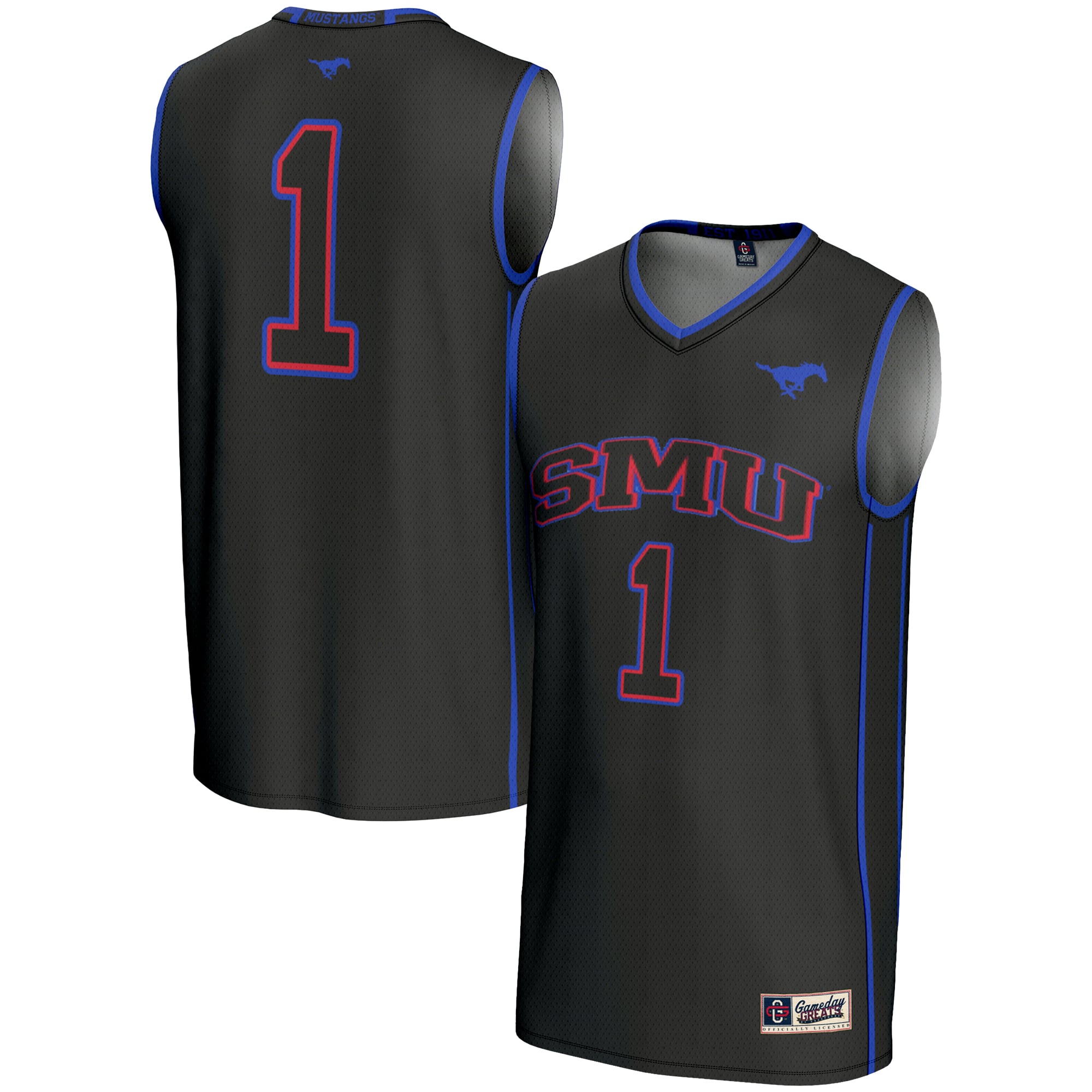 #1 SMU Mustangs GameDay Greats Youth Lightweight Basketball Jersey - Black