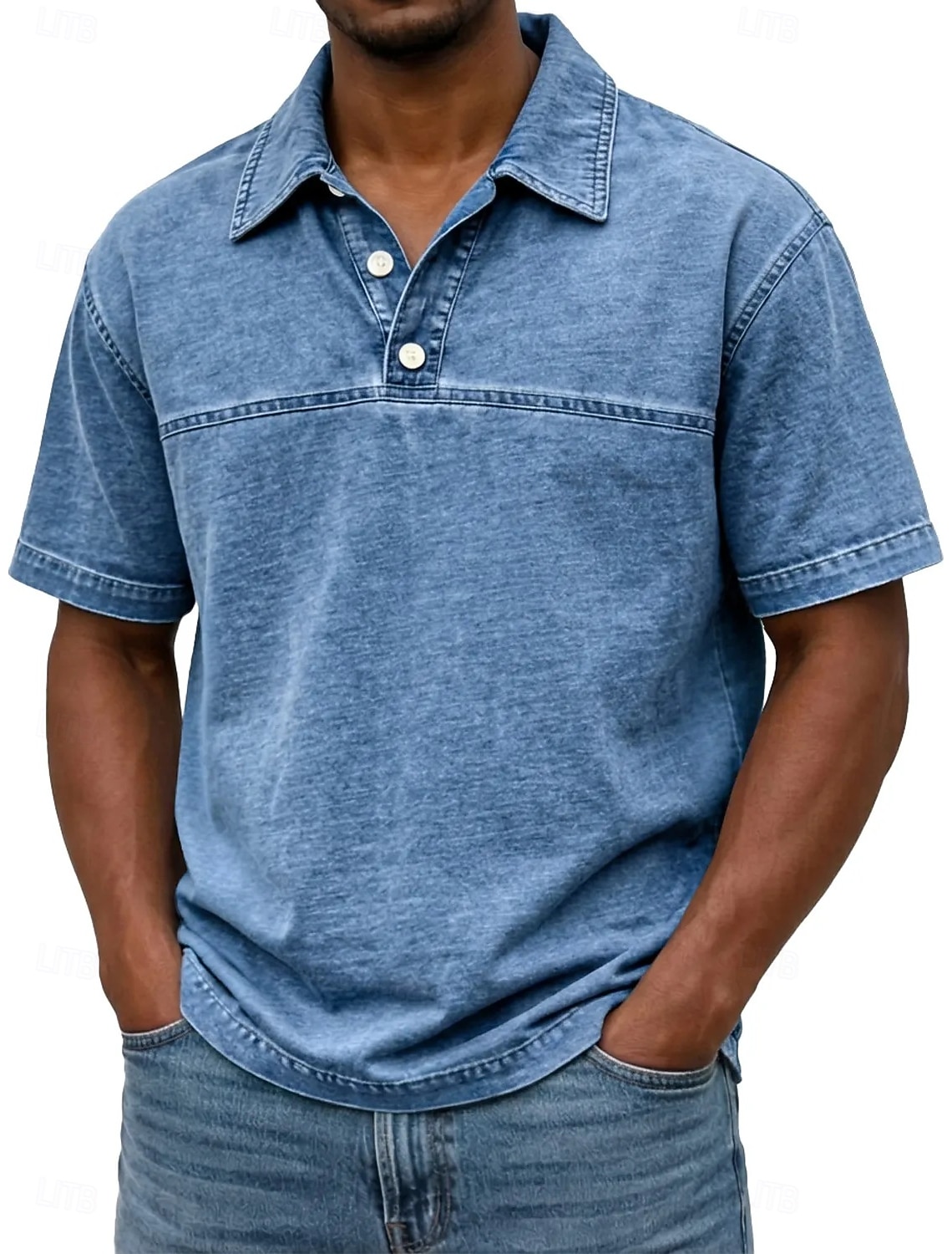 Men's Cotton Polo Shirt Casual Vacation Classic Long Sleeve Fashion