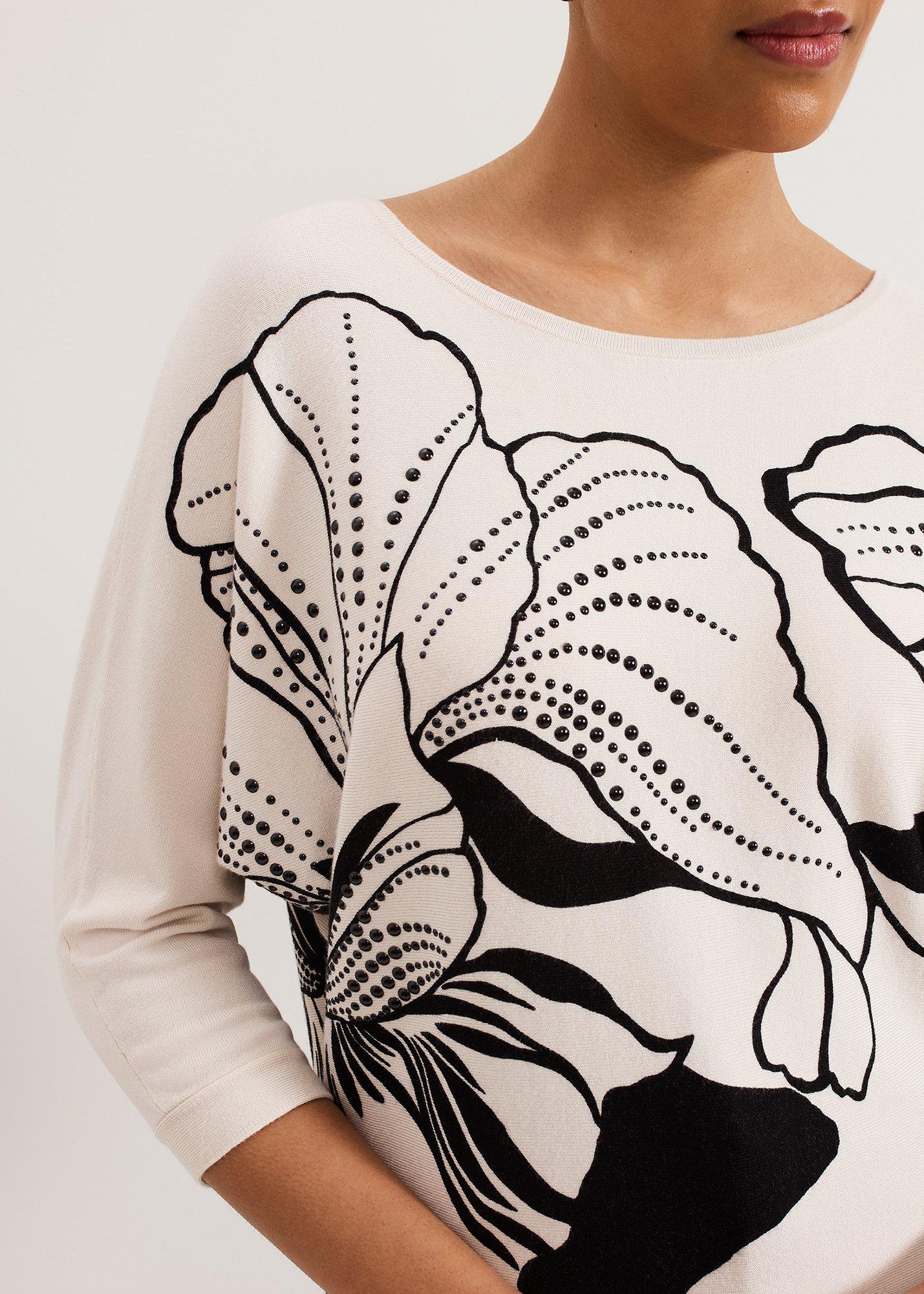 Petite Poppie Print Studd Batwing Top